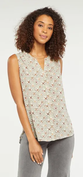 Sleeveless Pintuck Floral Print | Fox Cove