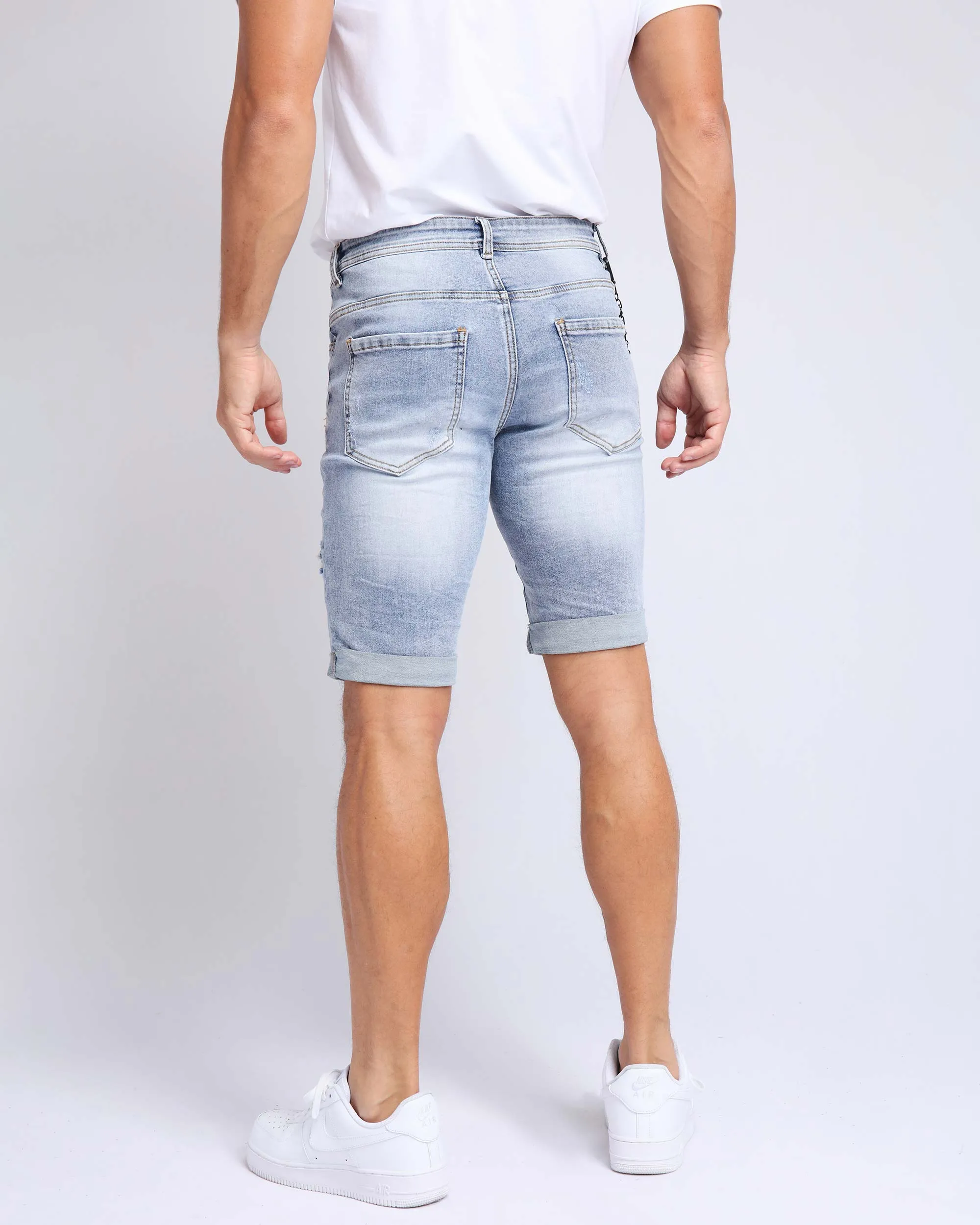 Slim fit Cropped Blue Ripped Jeans Shorts-Mexico Local Delivery