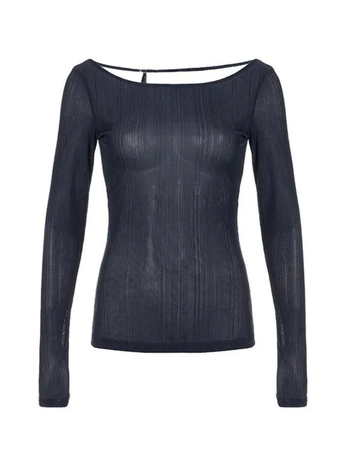 Solid Color Backless Long Sleeve Knit