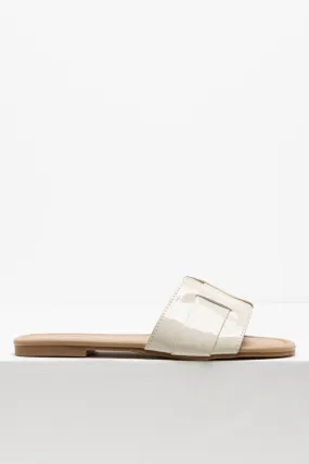 Textured Mule Sandal Cream