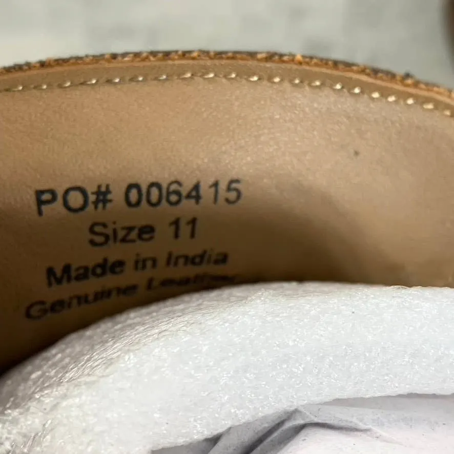 THOMAS & VINE Men's Brown Leather Hawthorn Apron Toe Tassel Loafers SZ 11