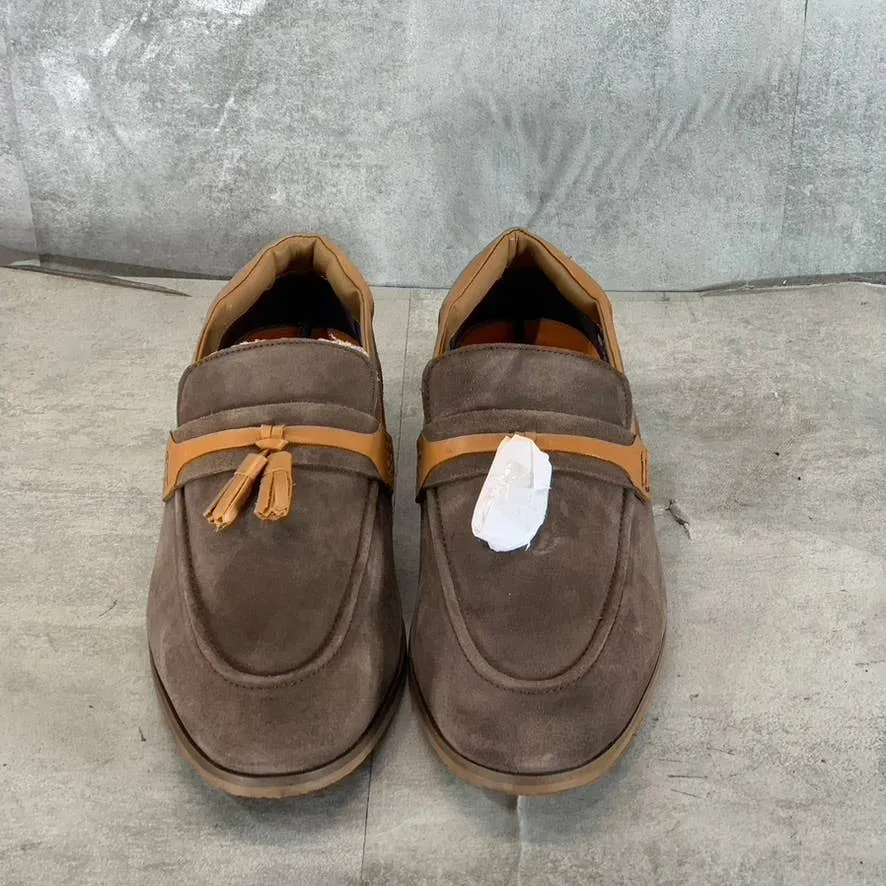 THOMAS & VINE Men's Brown Leather Hawthorn Apron Toe Tassel Loafers SZ 11