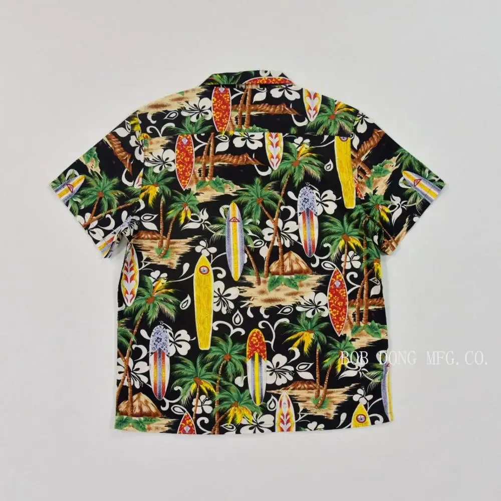 Tropical Surfboard Hawaiian Shirts for Men - 100% Cotton, Short Sleeve