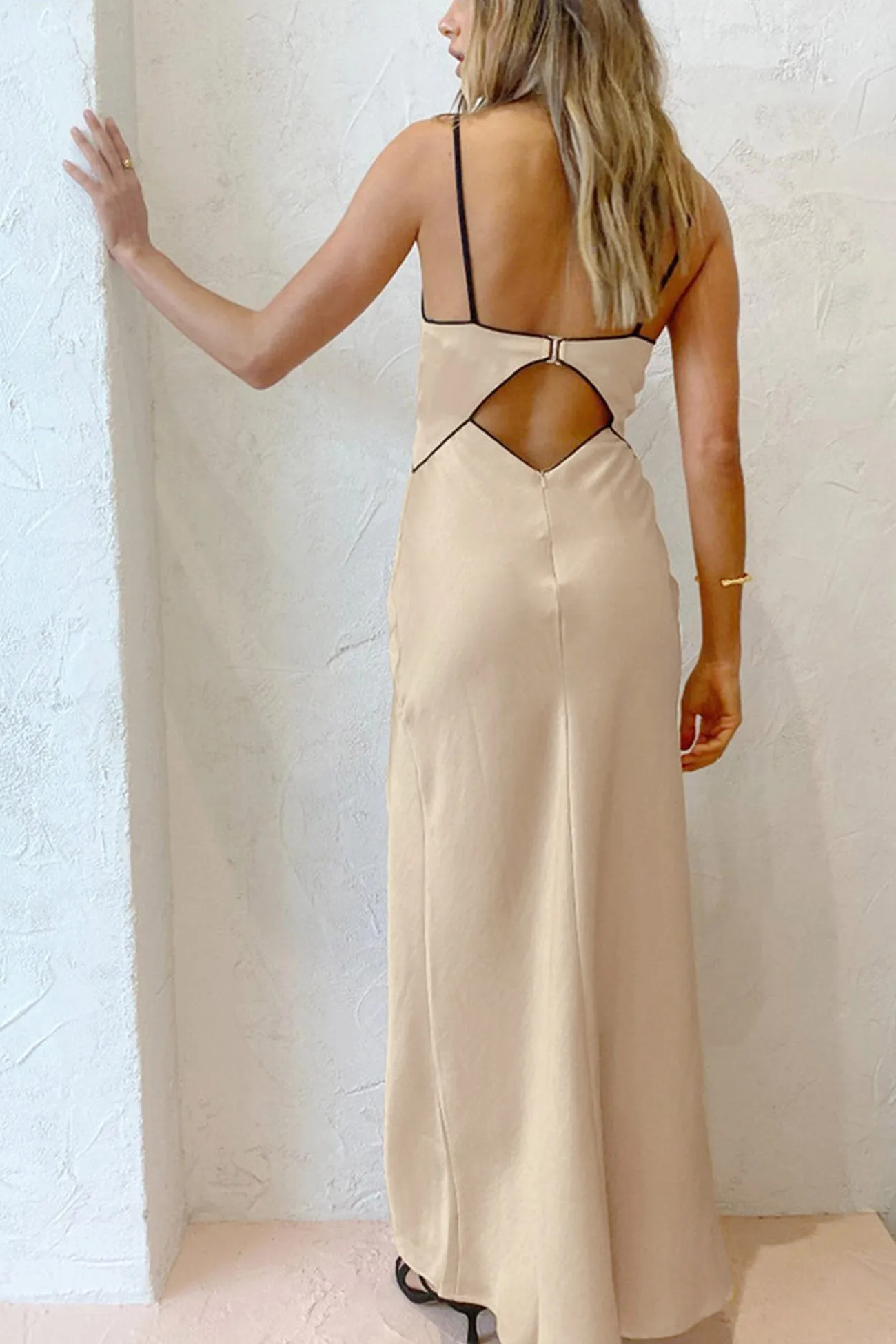 Twisted-front Cutout Slit Cami Dress