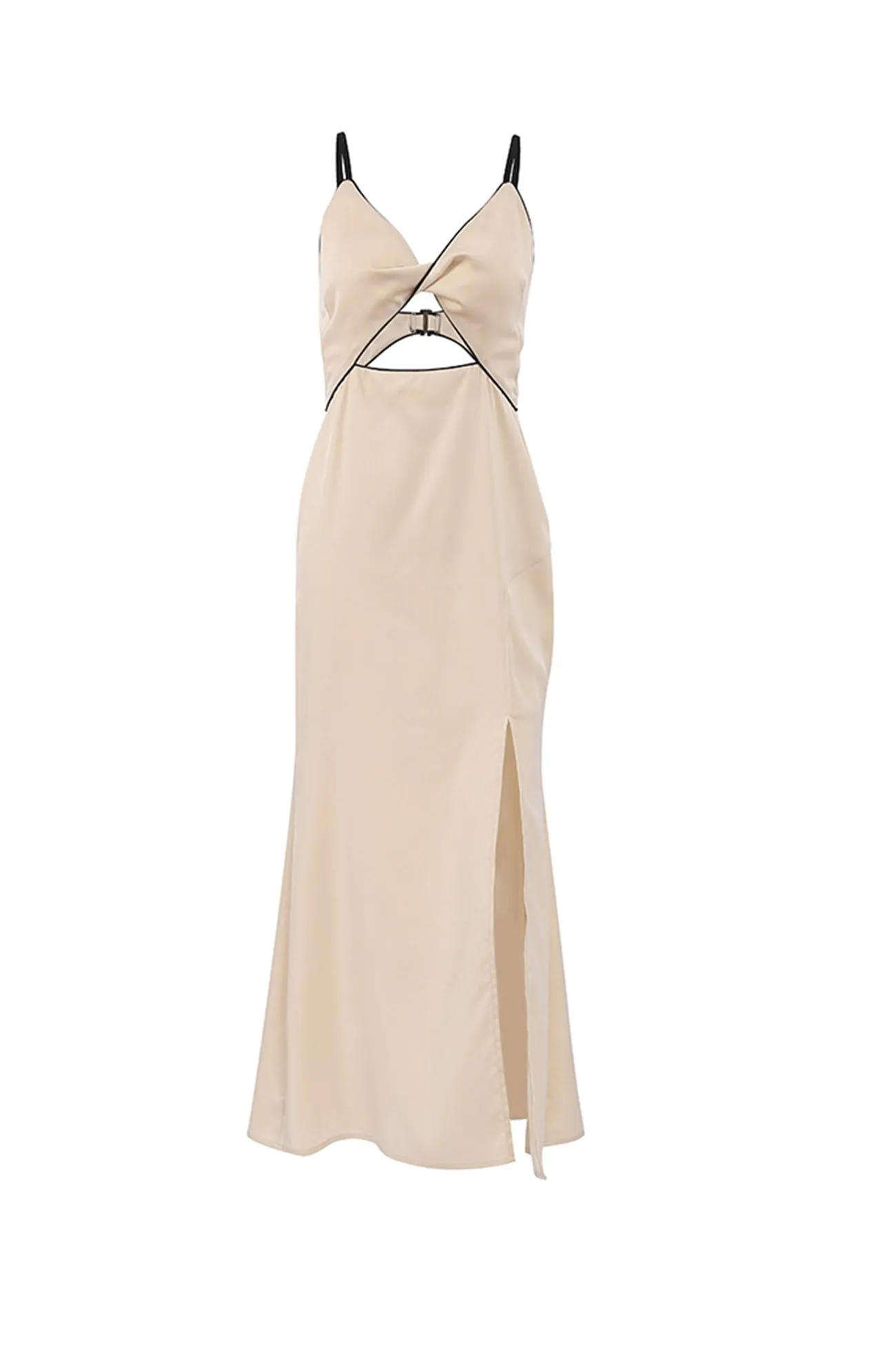 Twisted-front Cutout Slit Cami Dress
