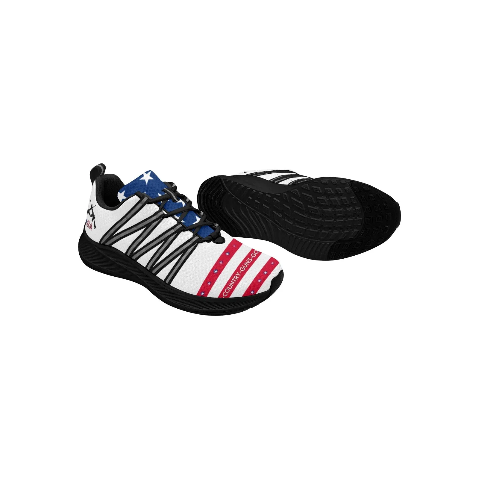 USA patriotic Women's Reflective Webbing Running Shoes (10091)
