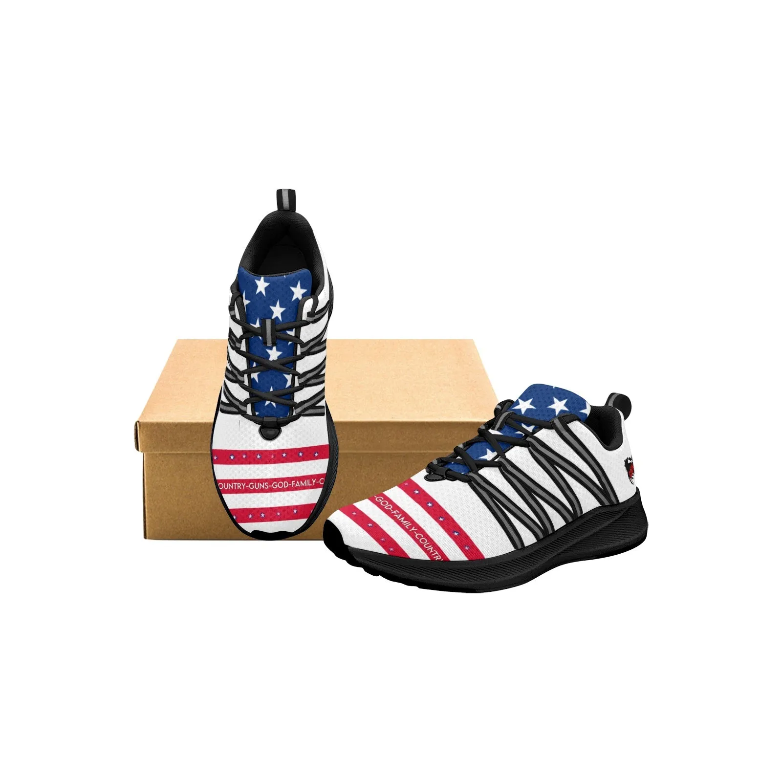 USA patriotic Women's Reflective Webbing Running Shoes (10091)