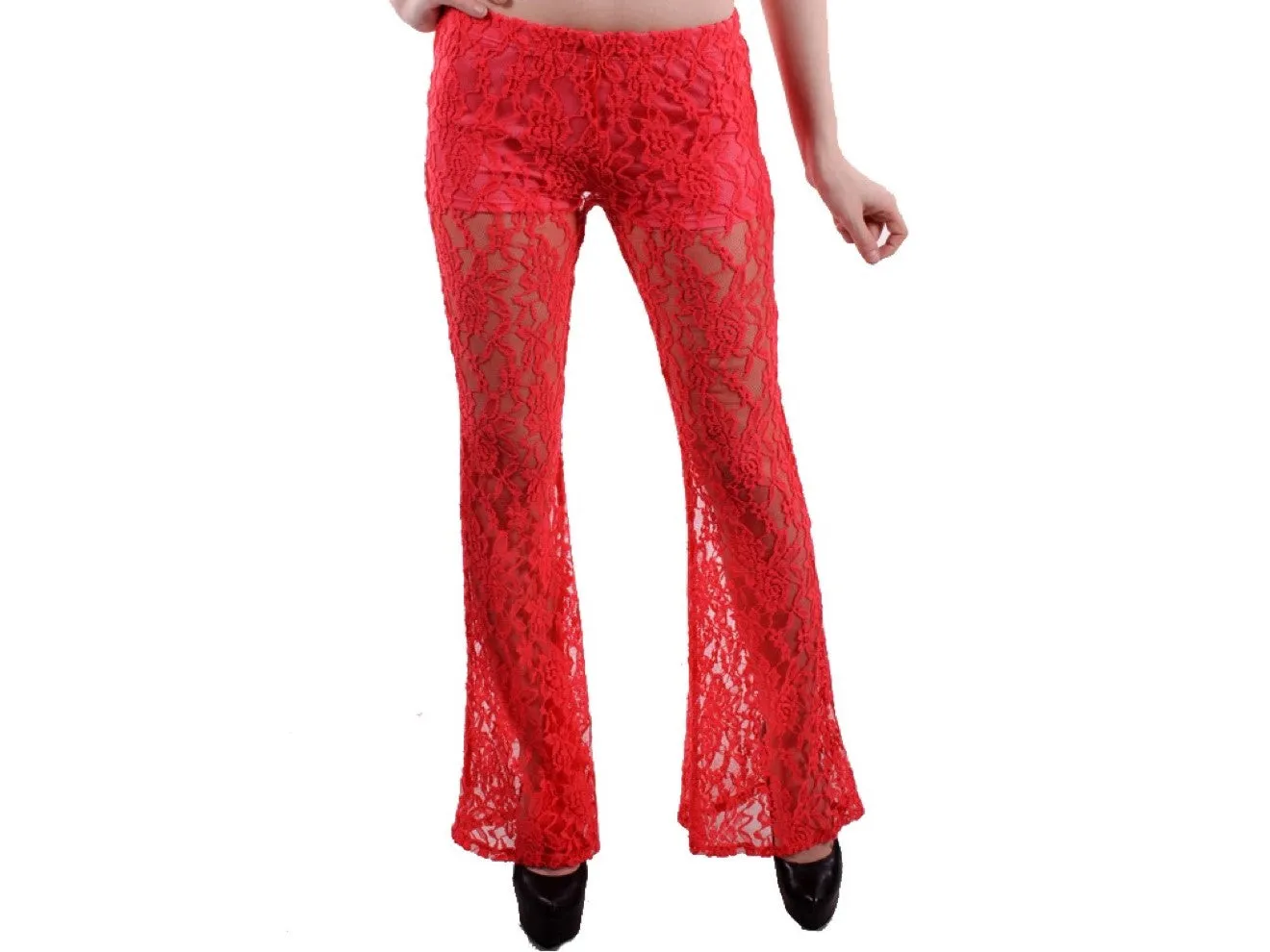 Wide Floral Lace Pants with Built-In Shorts