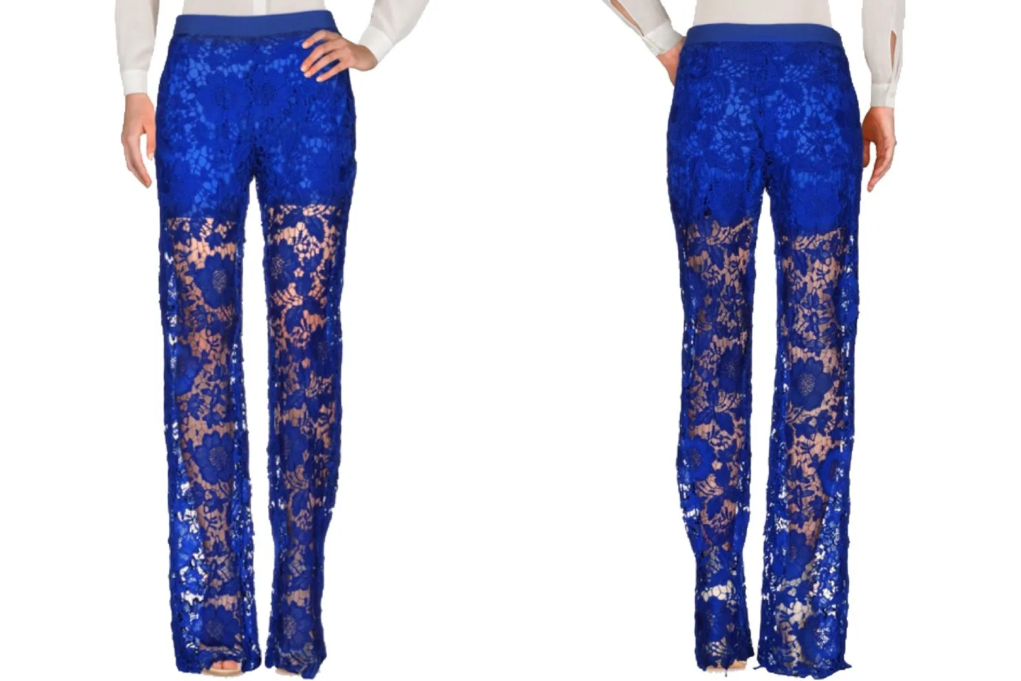Wide Floral Lace Pants with Built-In Shorts
