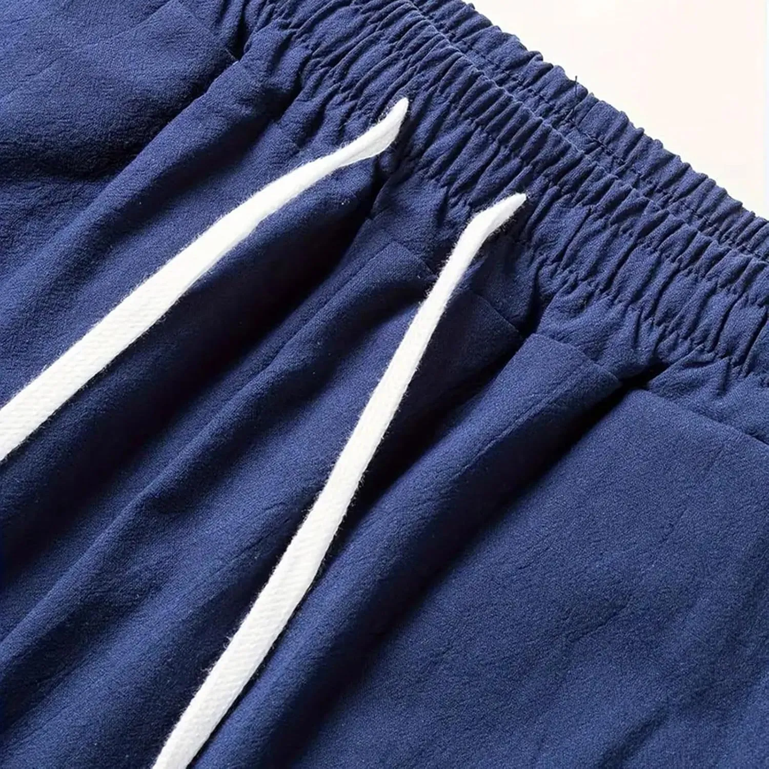 Wide Leg Linen Dress Pants Men Elastic Waist Pants with Pockets Relaxed Fit Beach Yoga Travel Lounge Trousers
