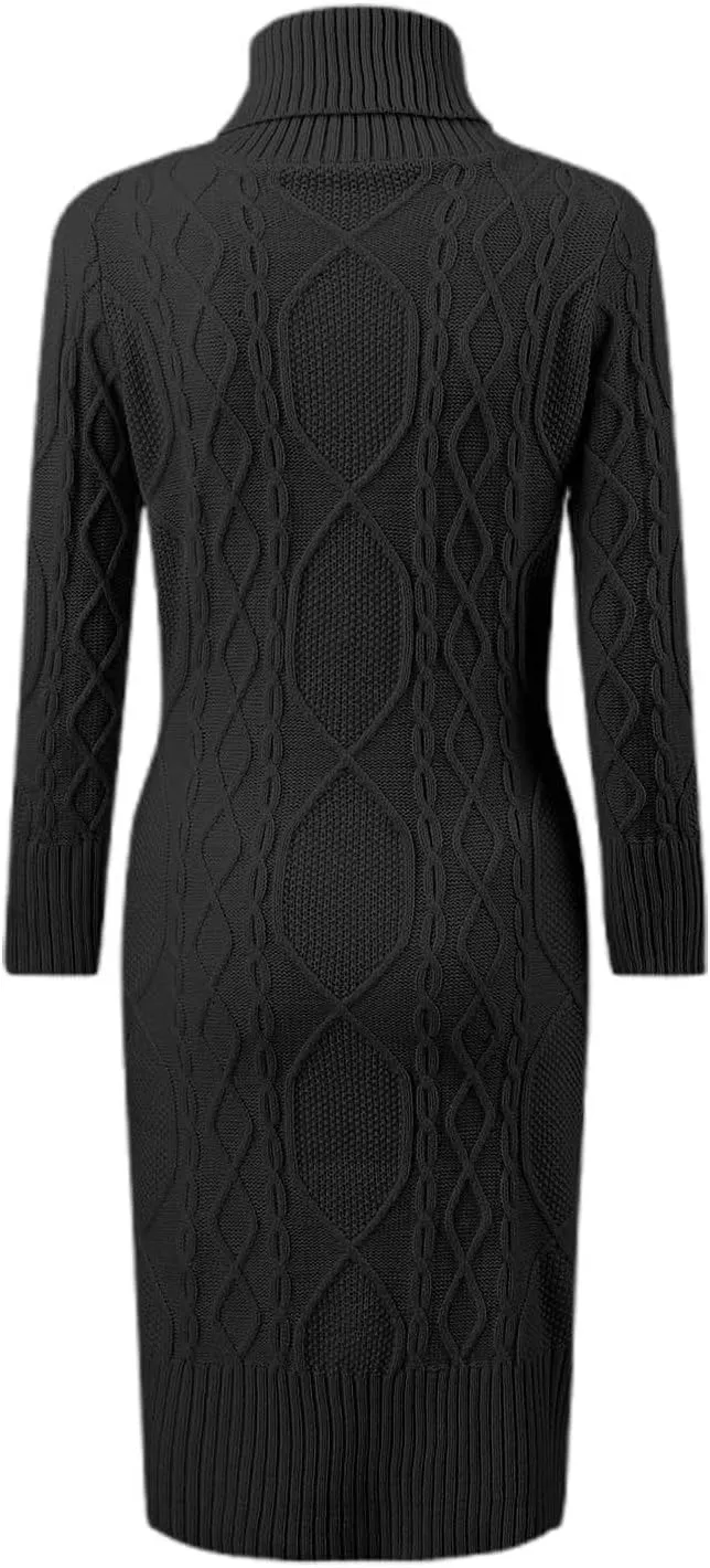 Women Fashion Solid Slim Fit Long Sleeve Pullover Sweater Knitted Lapel Sweater Slit Mid Length Summer Dress Knee