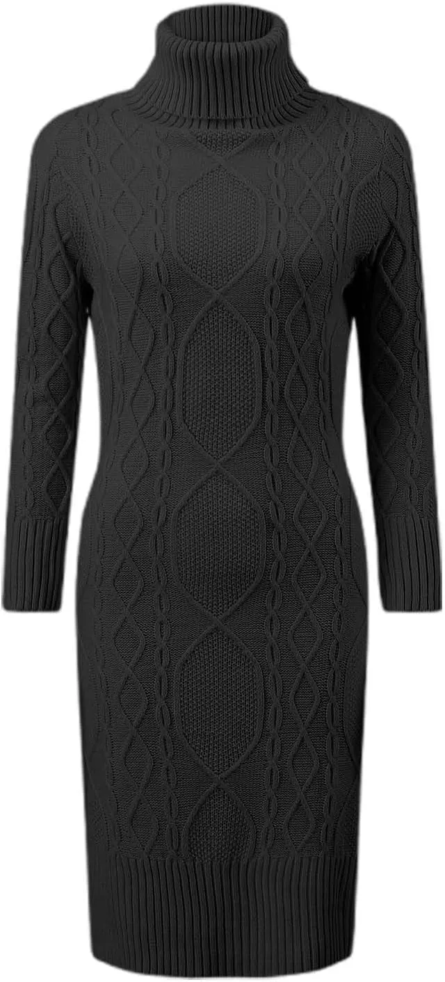 Women Fashion Solid Slim Fit Long Sleeve Pullover Sweater Knitted Lapel Sweater Slit Mid Length Summer Dress Knee