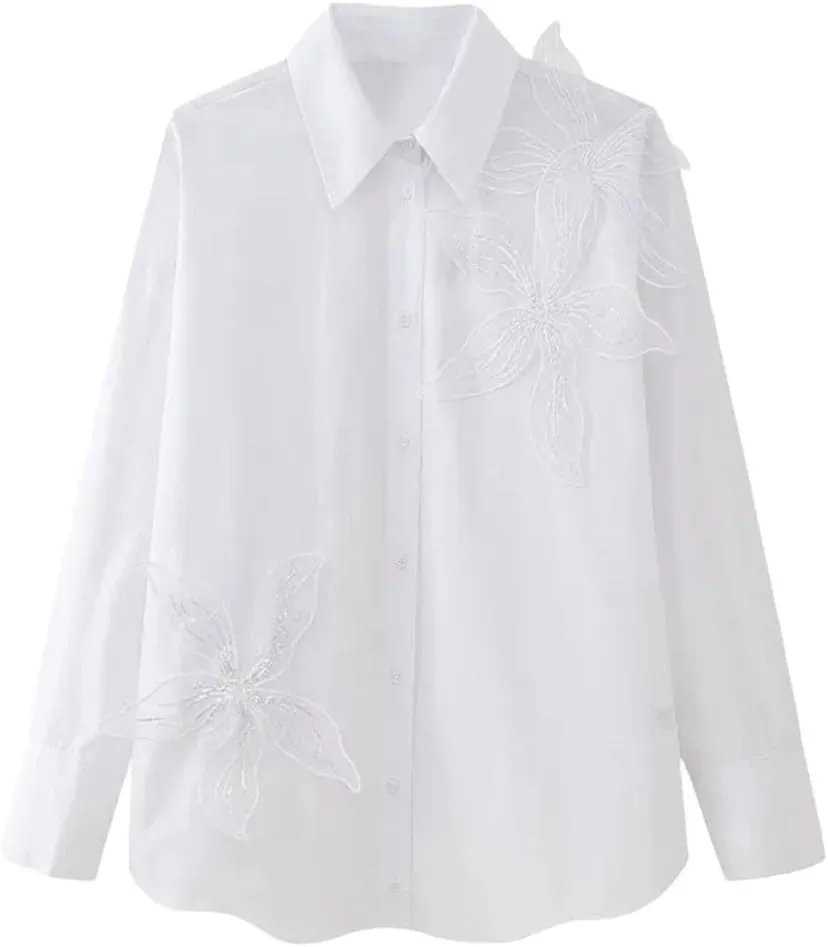 Women Loose Shirt Long Sleeve Blouse Oversize Top