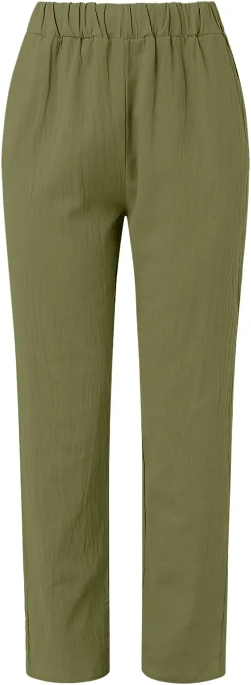 Women's Casual Pants Elastic Waist Trendy Pants Straight Leg Baggy Trousers with Pocket Sweatpants Trousers