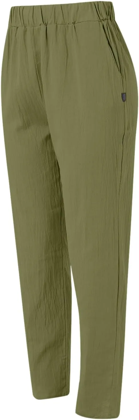Women's Casual Pants Elastic Waist Trendy Pants Straight Leg Baggy Trousers with Pocket Sweatpants Trousers