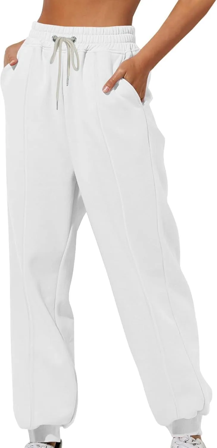 Womens Comfy Sweatpants High Waisted Athletic Joggers Fleece Lined Sweatpants Loose Casual Sports Sweatpants