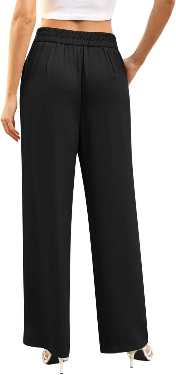 Womens Dress Pants Dressy Straight Leg Suit Pants Comfortable High Waisted Loose Fit Business Casual Work Trousers