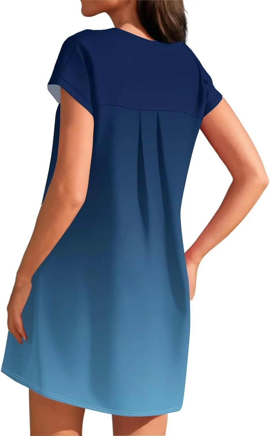 Womens Summer Dresses 2025 Loose Scoop Neck Short Sleeve Sundresses Dress with Pockets
