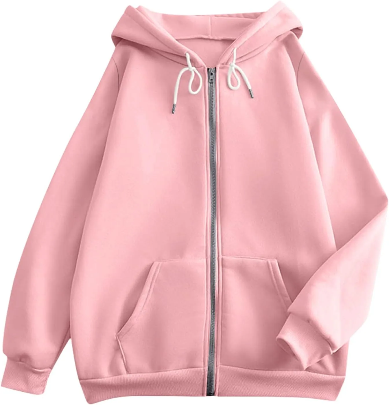 Womens Zip Up Hoodies Casual Long Sleeve Hoodie Jacket Oversized Lightweight Pullover Sweatshirts Tops with Pocket