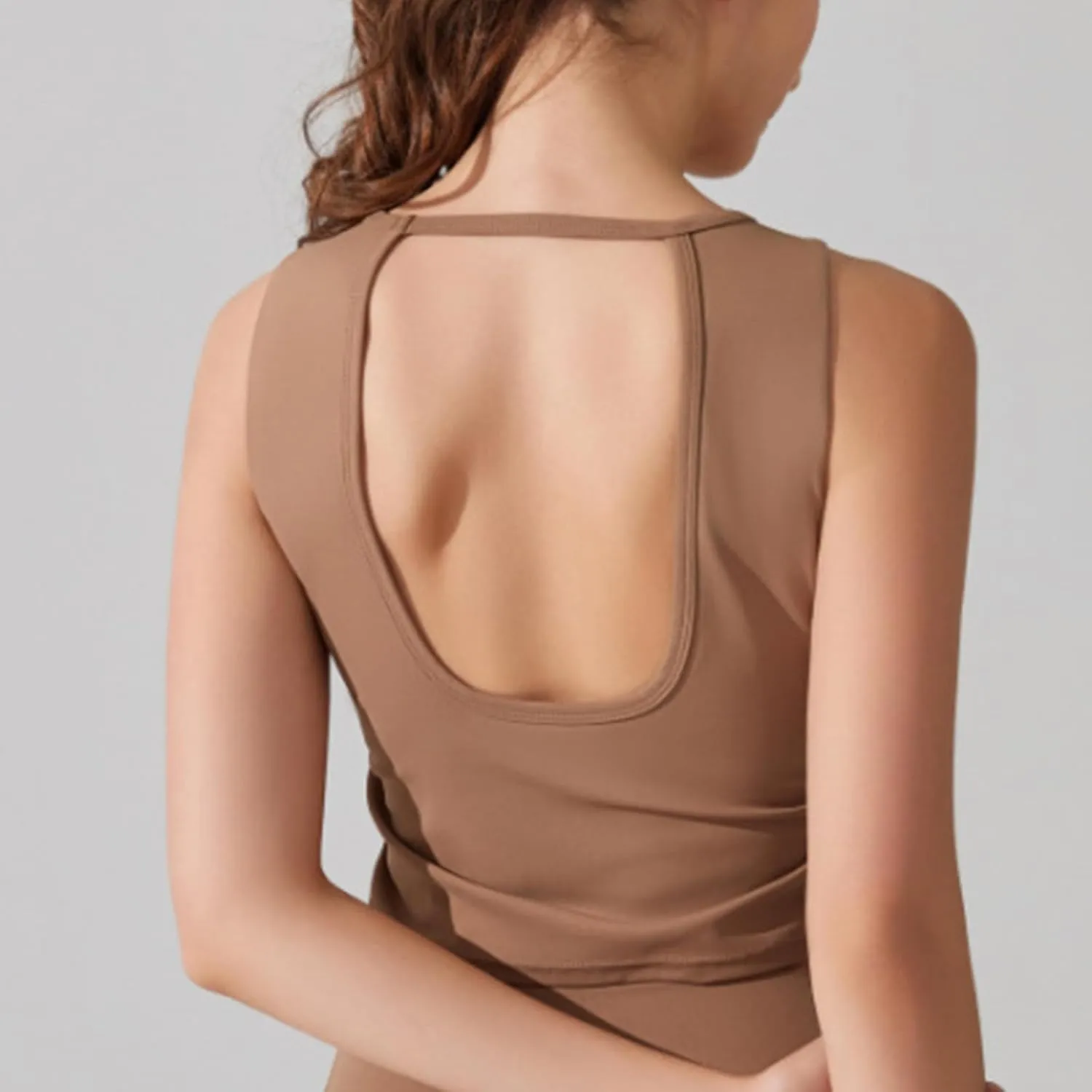 Workout Tank Tops for Women Slim Open Back Running Athletic Gym Top with Padded Summer Quick Dry Casual Yoga Shirt
