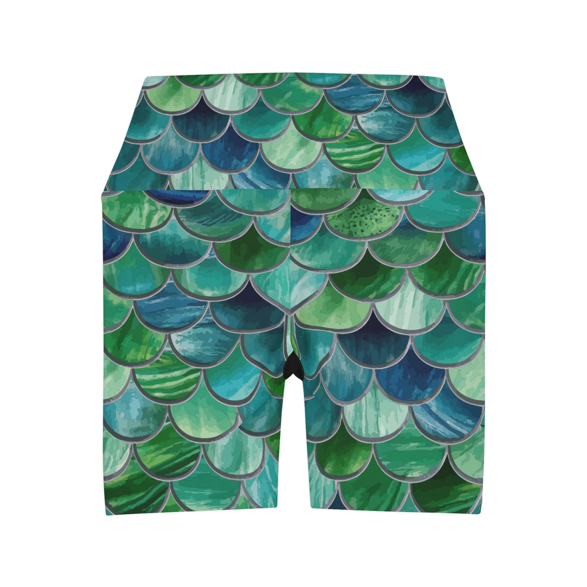 Yoga Shorts - Tile Mermaid Scale Design