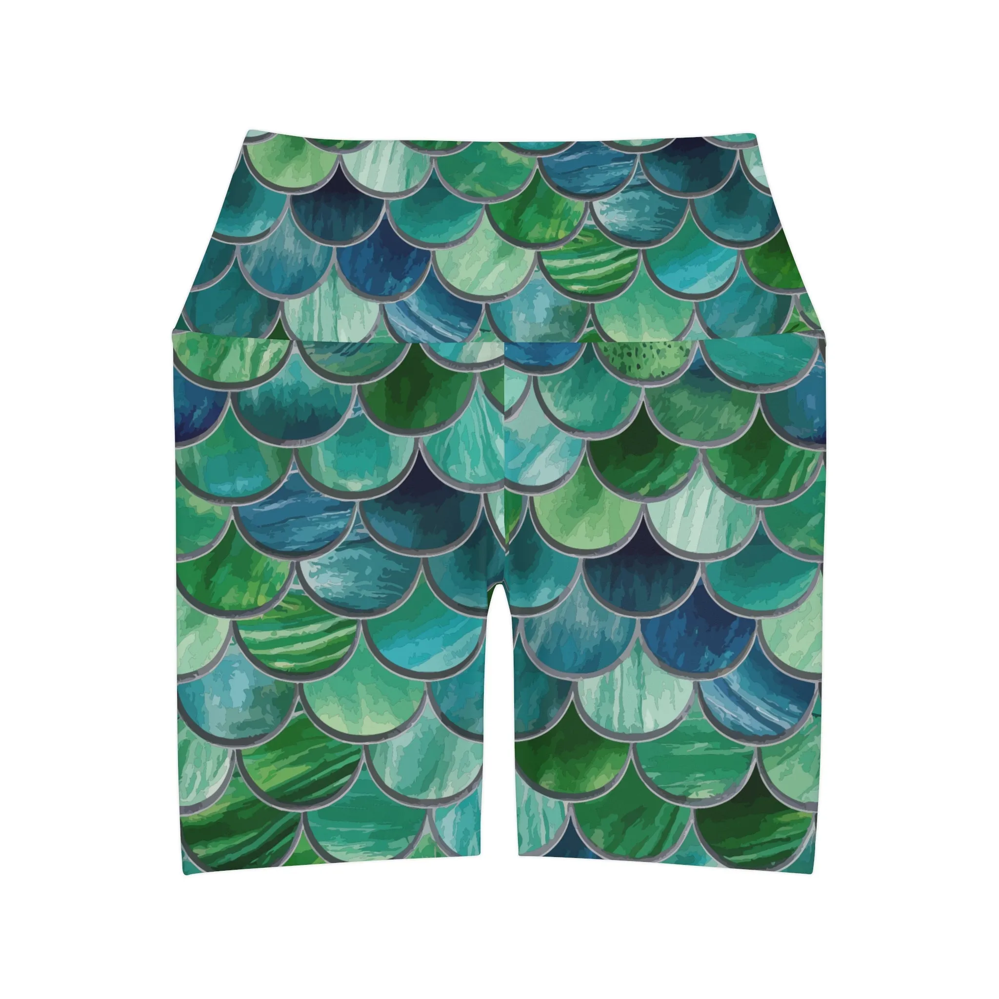Yoga Shorts - Tile Mermaid Scale Design