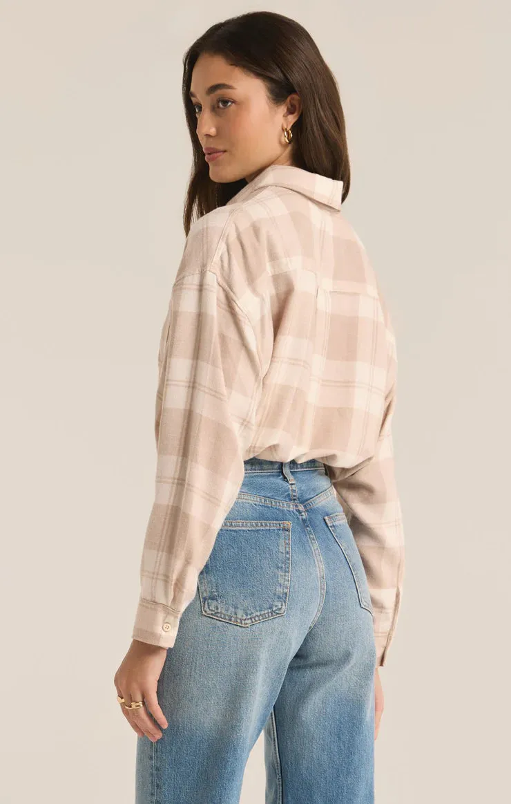 Z Supply River Plaid Button Up, Putty